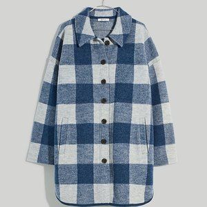 NWT Madewell Boiled Wool Buffalo Check Sweater Jacket